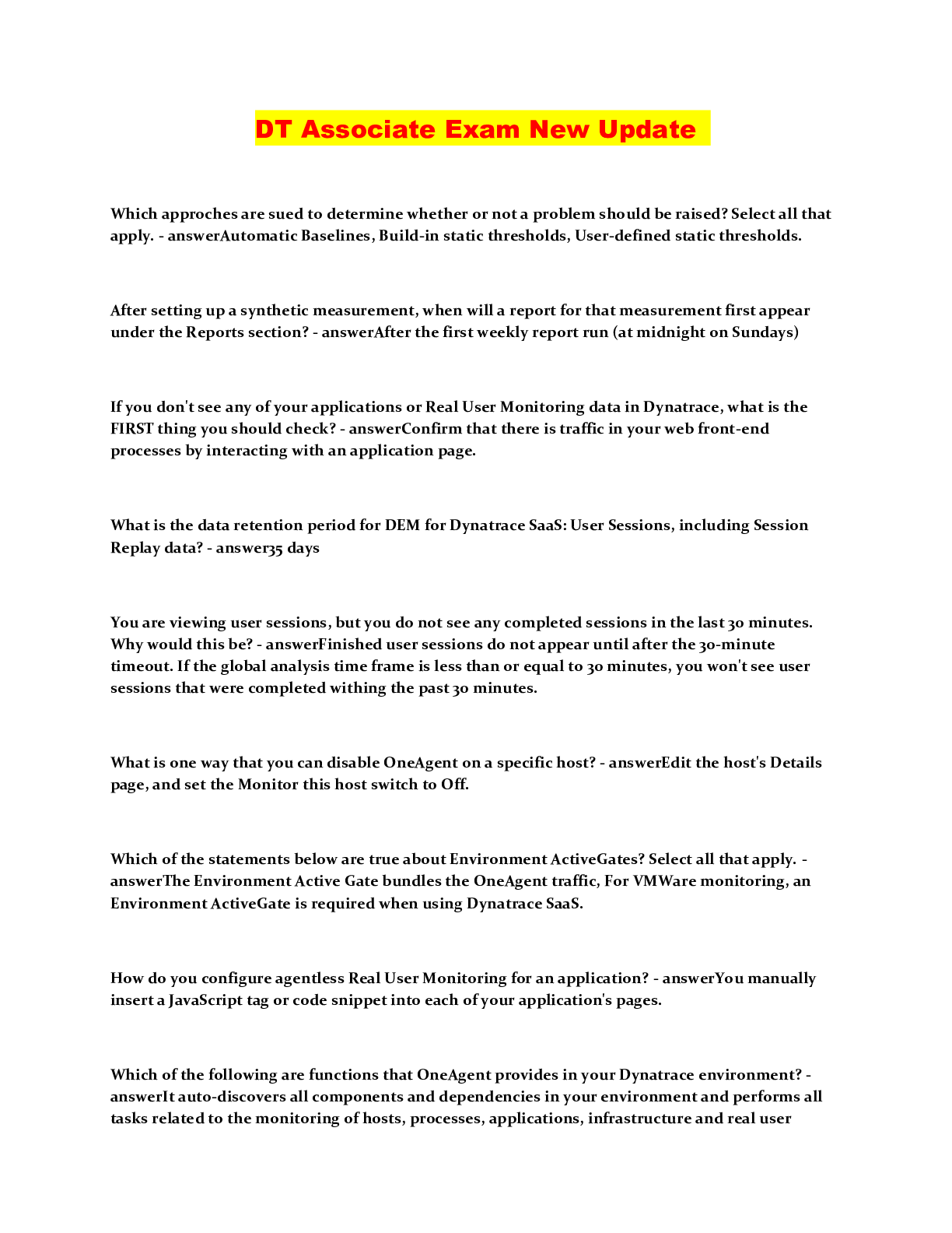 Preview image of DT Associate Exam New Update document